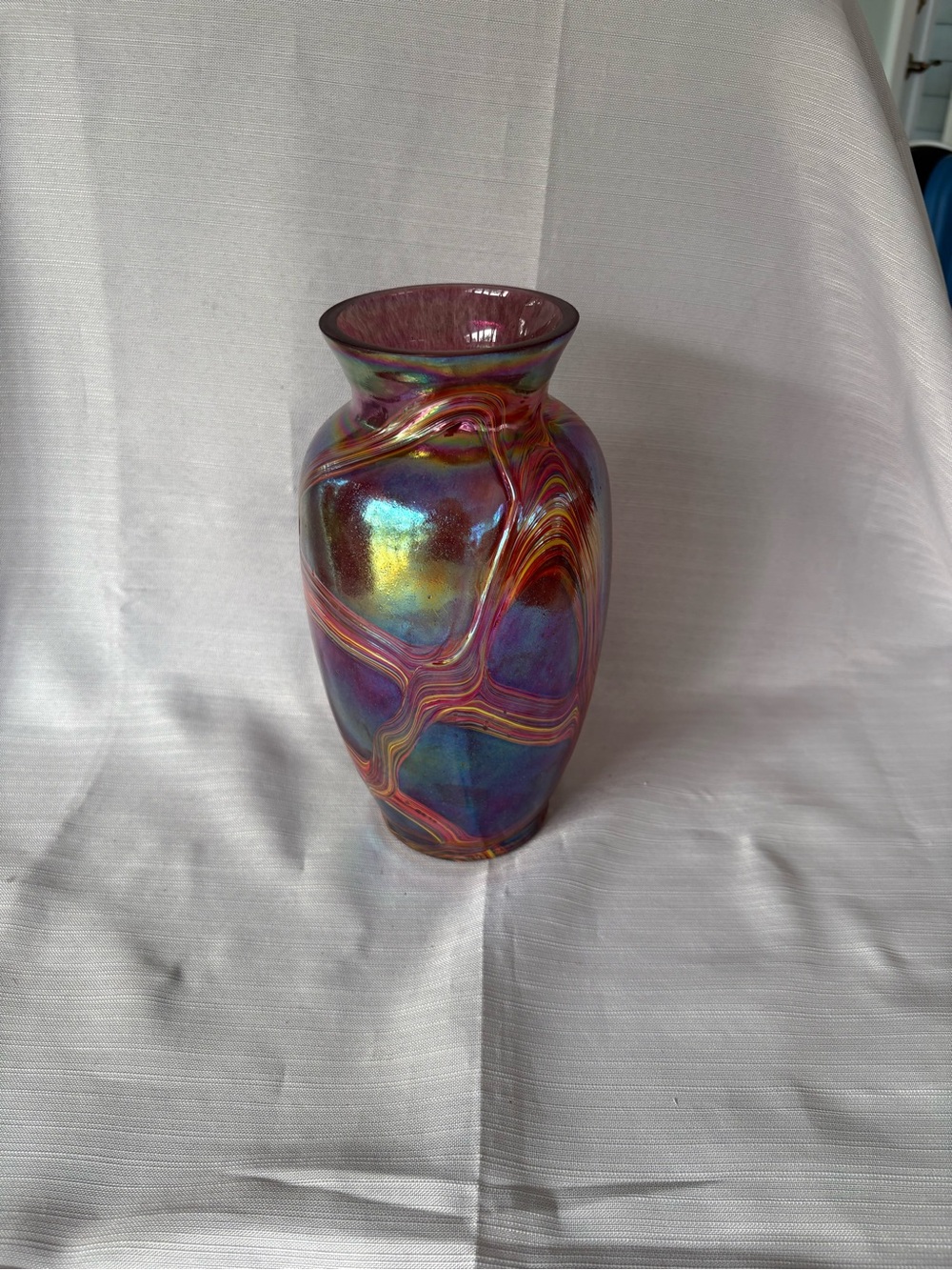 Iridescent Purple Art Glass Vase - Brand Unknown